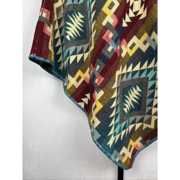 Galapagos Confecciones Colorful Handmade Poncho O/S Aztec Geometric Wool Blend - Picture 4 of 11